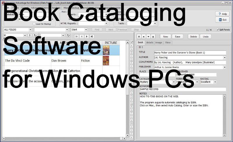 Book Cataloging Software for Windows PCs title